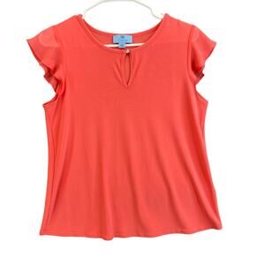 Cece Blouse Size Small Short Sleeve Orange